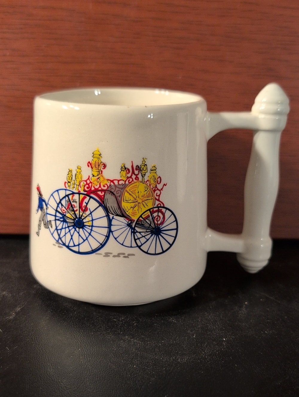 Vintage Coffee Mug With Antique Fire Engine